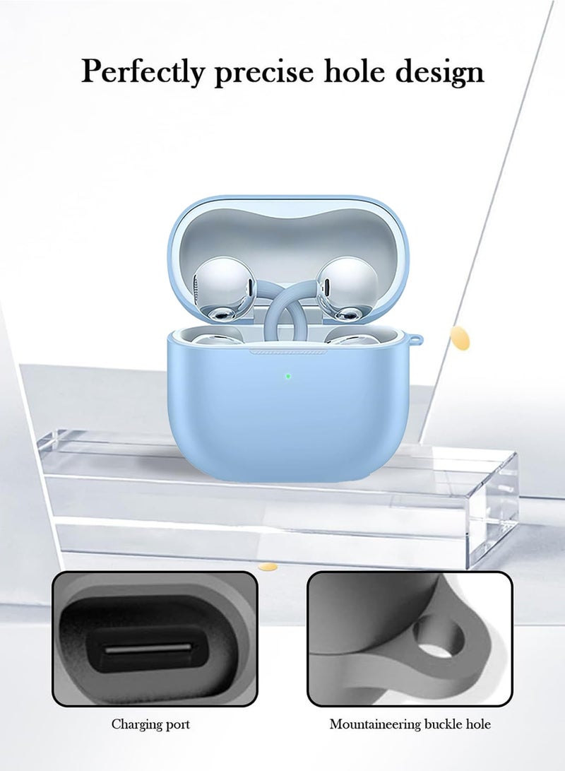 Adando for Huawei FreeClip 2 Case, Soft Silicone Protective Case for Women Men, Huawei FreeClip 2 Cases Cover Accessories with Keychain (Sky Blue) - Image 4